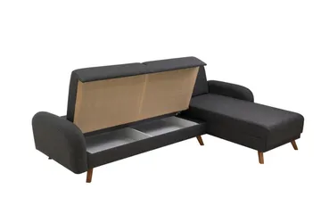 Malkiat 4-sits Höger Hörnbäddsoffa Bäddbar 125x260 cm med Förvaring i Tyg - Grå - Möbler - Soffa - Bäddsoffa