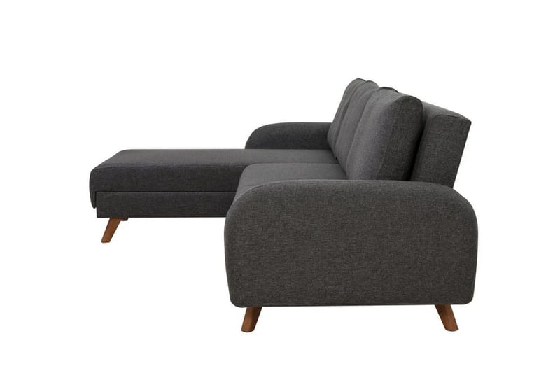 Malkiat 4-sits Höger Hörnbäddsoffa Bäddbar 125x260 cm med Förvaring i Tyg - Grå - Möbler - Soffa - Bäddsoffa