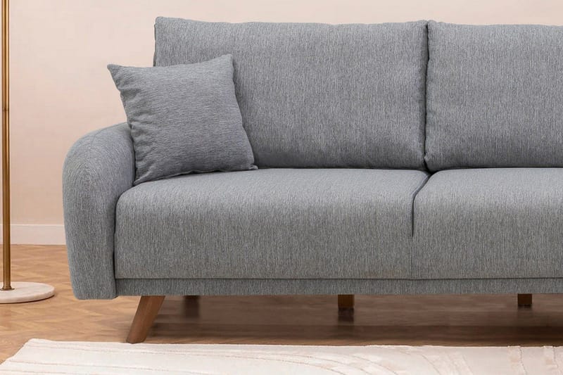 Malkiat 4-sits Höger Hörnbäddsoffa med Schäslong 125x260 cm i Tyg - Grå - Möbler - Soffa - Bäddsoffa