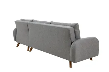 Malkiat 4-sits Höger Hörnbäddsoffa med Schäslong 125x260 cm i Tyg - Grå - Möbler - Soffa - Bäddsoffa