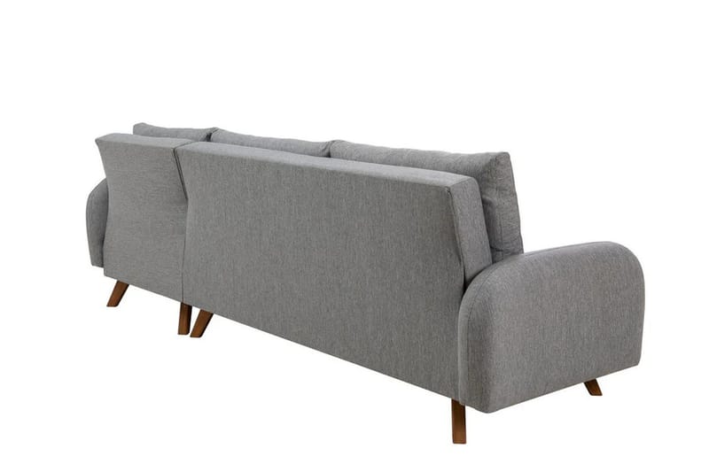 Malkiat 4-sits Höger Hörnbäddsoffa med Schäslong 125x260 cm i Tyg - Grå - Möbler - Soffa - Bäddsoffa