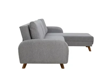 Malkiat 4-sits Höger Hörnbäddsoffa med Schäslong 125x260 cm i Tyg - Grå - Möbler - Soffa - Bäddsoffa