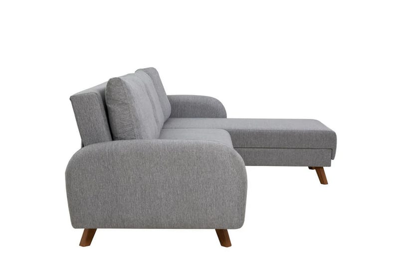 Malkiat 4-sits Höger Hörnbäddsoffa med Schäslong 125x260 cm i Tyg - Grå - Möbler - Soffa - Bäddsoffa