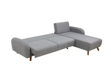 Malkiat 4-sits Höger Hörnbäddsoffa med Schäslong 125x260 cm i Tyg - Grå - Möbler - Soffa - Bäddsoffa