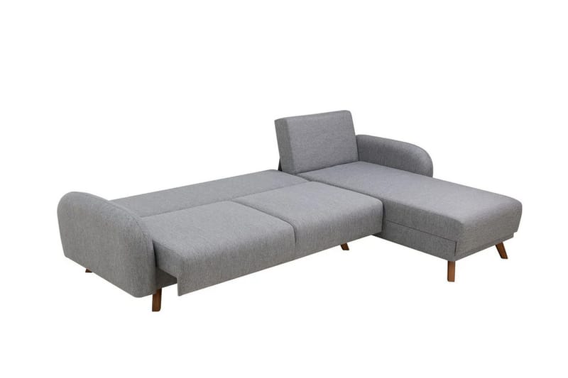 Malkiat 4-sits Höger Hörnbäddsoffa med Schäslong 125x260 cm i Tyg - Grå - Möbler - Soffa - Bäddsoffa