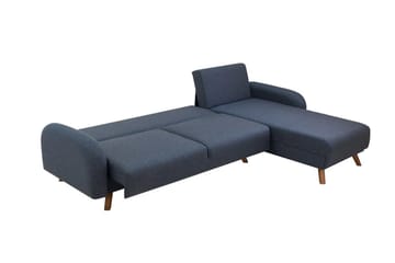 Malkiat 4-sits Höger L-formad Hörnbäddsoffa 125x260 cm med Förvaring i Tyg - Blå - Möbler - Soffa - Bäddsoffa