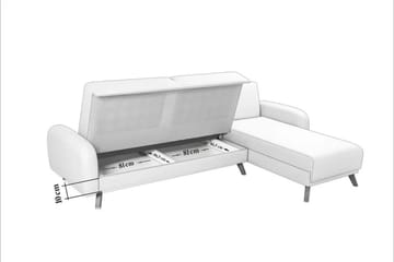 Malkiat 4-sits Höger L-formad Hörnbäddsoffa 125x260 cm med Förvaring i Tyg - Blå - Möbler - Soffa - Bäddsoffa