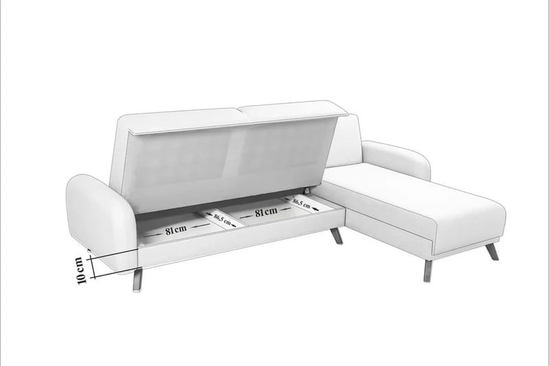 Malkiat 4-sits Höger L-formad Hörnbäddsoffa 125x260 cm med Förvaring i Tyg - Blå - Möbler - Soffa - Bäddsoffa