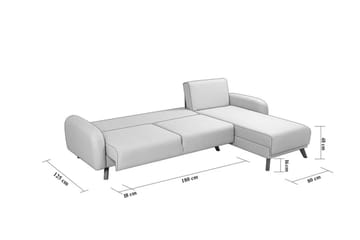 Malkiat 4-sits Höger L-formad Hörnbäddsoffa 125x260 cm med Förvaring i Tyg - Blå - Möbler - Soffa - Bäddsoffa
