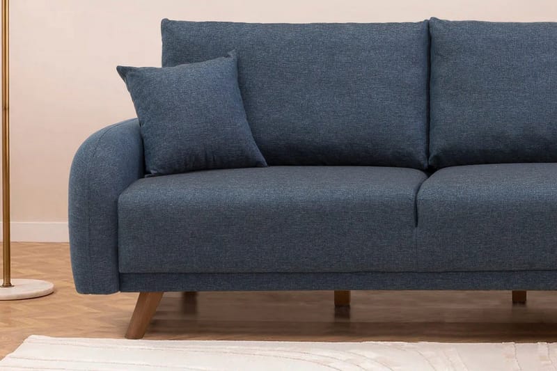 Malkiat 4-sits Höger L-formad Hörnbäddsoffa 125x260 cm med Förvaring i Tyg - Blå - Möbler - Soffa - Bäddsoffa
