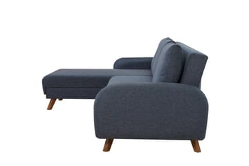 Malkiat 4-sits Höger L-formad Hörnbäddsoffa 125x260 cm med Förvaring i Tyg - Blå - Möbler - Soffa - Bäddsoffa