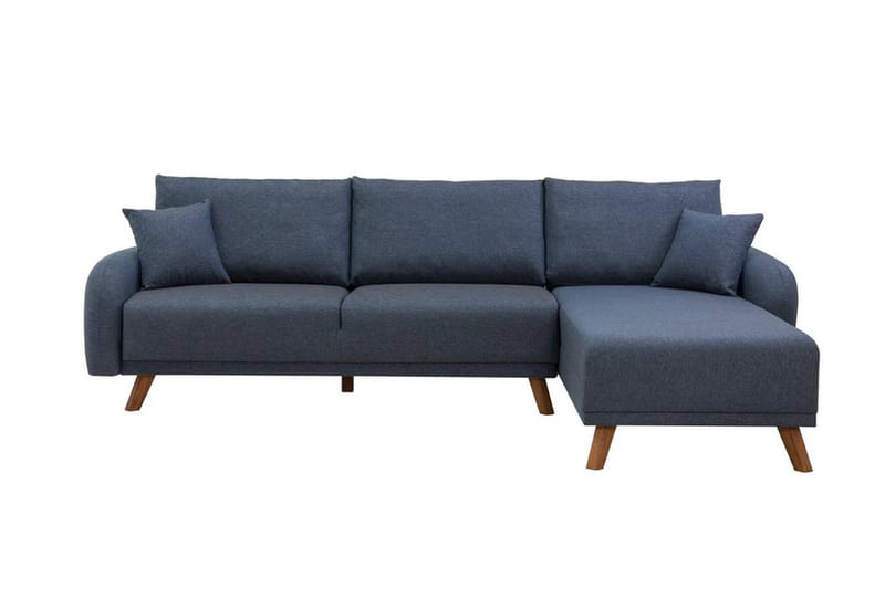 Malkiat 4-sits Höger L-formad Hörnbäddsoffa 125x260 cm med Förvaring i Tyg, Blå