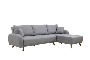 Malkiat 4-sits Höger L-formad Hörnbäddsoffa 125x260 cm med Förvaring i Tyg - Grå - Möbler - Soffa - Bäddsoffa