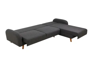 Malkiat 4-sits Höger L-formad Hörnbäddsoffa 125x260 cm med Förvaring i Tyg - Grå - Möbler - Soffa - Bäddsoffa