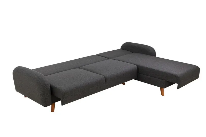 Malkiat 4-sits Höger L-formad Hörnbäddsoffa 125x260 cm med Förvaring i Tyg - Grå - Möbler - Soffa - Bäddsoffa