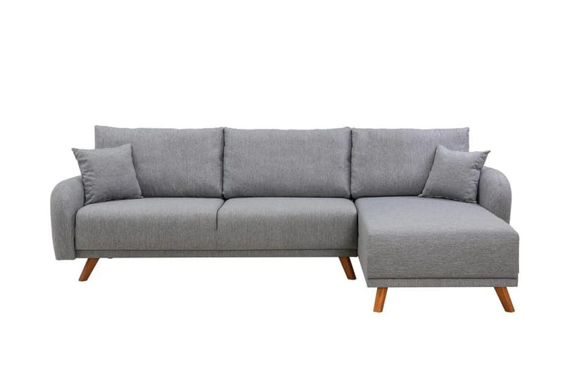 Malkiat 4-sits Höger L-formad Hörnbäddsoffa 125x260 cm med Förvaring i Tyg, Grå