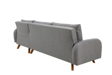Malkiat 4-sits Höger L-formad Hörnbäddsoffa 125x260 cm med Förvaring i Tyg - Grå - Möbler - Soffa - Bäddsoffa