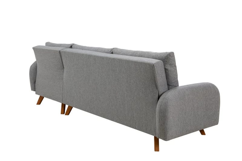 Malkiat 4-sits Höger L-formad Hörnbäddsoffa 125x260 cm med Förvaring i Tyg - Grå - Möbler - Soffa - Bäddsoffa
