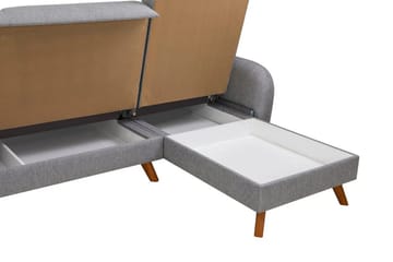 Malkiat 4-sits Höger L-formad Hörnbäddsoffa 125x260 cm med Förvaring i Tyg - Grå - Möbler - Soffa - Bäddsoffa