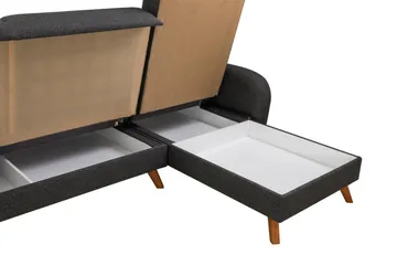 Malkiat 4-sits Höger L-formad Hörnbäddsoffa 125x260 cm med Förvaring i Tyg - Grå - Möbler - Soffa - Bäddsoffa