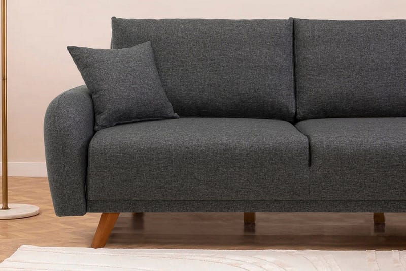 Malkiat 4-sits Höger L-formad Hörnbäddsoffa 125x260 cm med Förvaring i Tyg - Grå - Möbler - Soffa - Bäddsoffa
