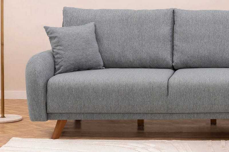 Malkiat 4-sits Höger L-formad Hörnbäddsoffa 125x260 cm med Förvaring i Tyg - Grå - Möbler - Soffa - Bäddsoffa
