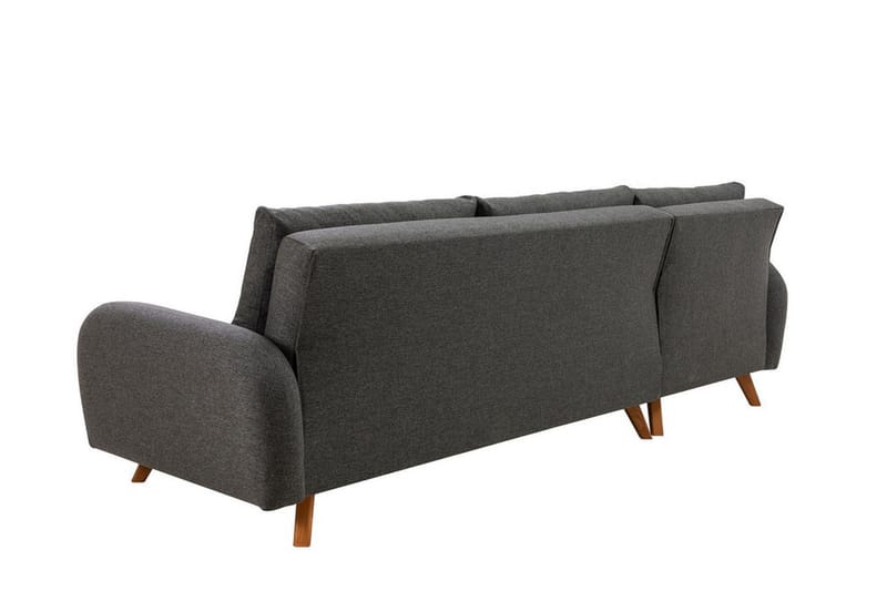 Malkiat 4-sits Höger L-formad Hörnbäddsoffa 125x260 cm med Förvaring i Tyg - Grå - Möbler - Soffa - Bäddsoffa