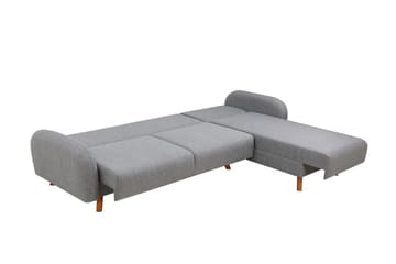 Malkiat 4-sits Höger L-formad Hörnbäddsoffa 125x260 cm med Förvaring i Tyg - Grå - Möbler - Soffa - Bäddsoffa