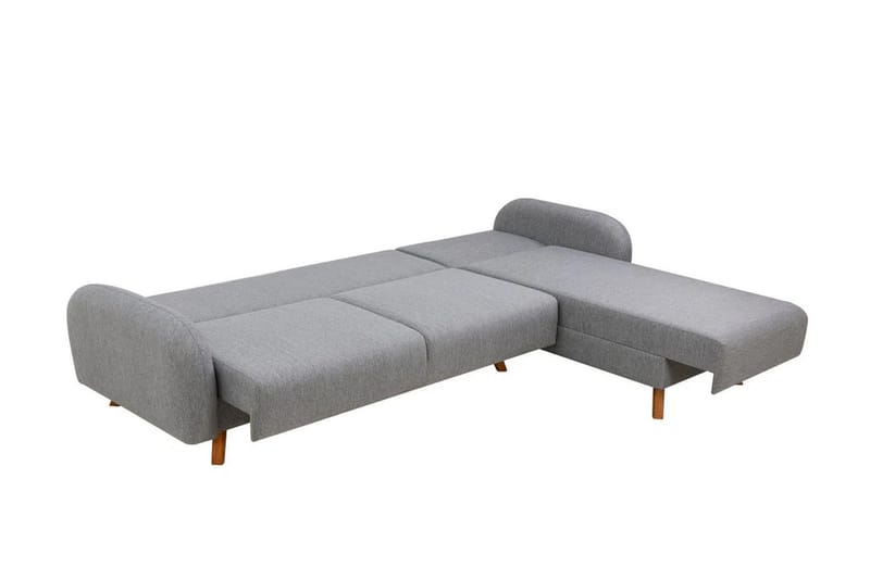 Malkiat 4-sits Höger L-formad Hörnbäddsoffa 125x260 cm med Förvaring i Tyg - Grå - Möbler - Soffa - Bäddsoffa
