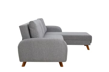 Malkiat 4-sits Höger L-formad Hörnbäddsoffa 125x260 cm med Förvaring i Tyg - Grå - Möbler - Soffa - Bäddsoffa