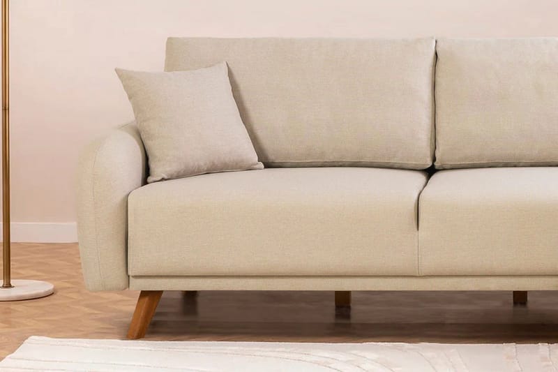 Malkiat 4-sits Höger L-formad Hörnbäddsoffa 125x260 cm med Förvaring i Tyg - Vit - Möbler - Soffa - Bäddsoffa