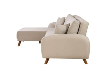 Malkiat 4-sits Höger L-formad Hörnbäddsoffa 125x260 cm med Förvaring i Tyg - Vit - Möbler - Soffa - Bäddsoffa