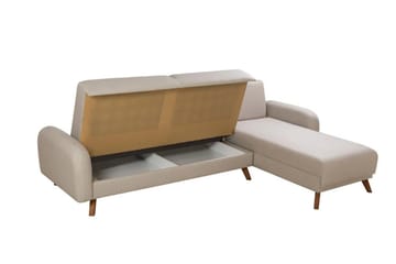 Malkiat 4-sits Höger L-formad Hörnbäddsoffa 125x260 cm med Förvaring i Tyg - Vit - Möbler - Soffa - Bäddsoffa