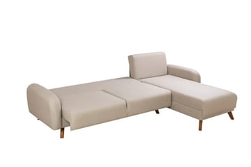 Malkiat 4-sits Höger L-formad Hörnbäddsoffa 125x260 cm med Förvaring i Tyg - Vit - Möbler - Soffa - Bäddsoffa
