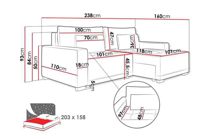Manetto Bäddsoffa m. Divan 2-sits - Möbler - Soffa - Bäddsoffa