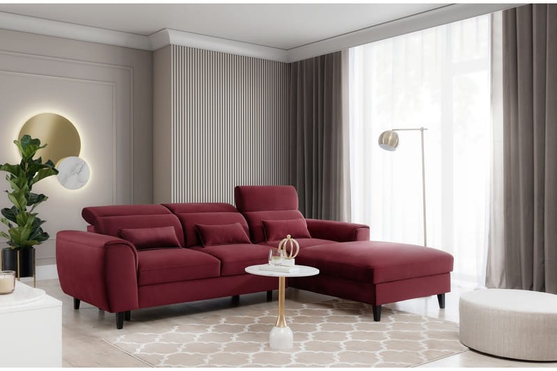 Manni 3-sits Bäddsoffa m. Divan med Förvaring, Röd