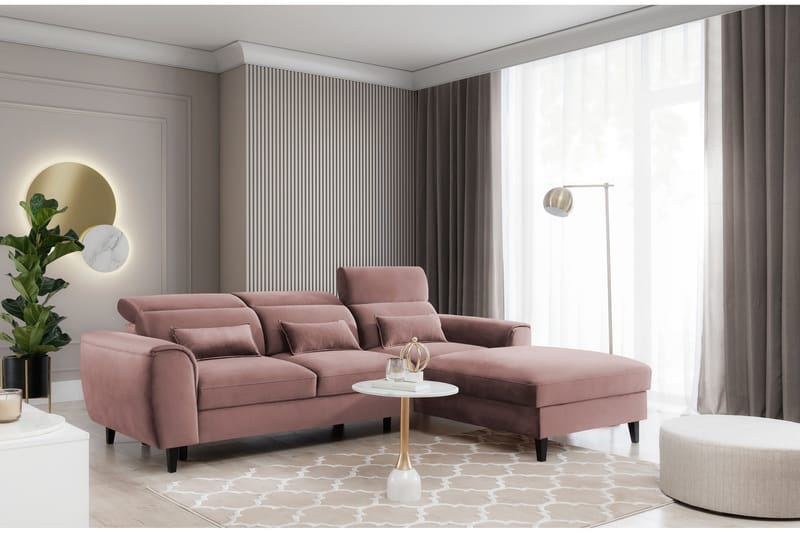 Manni 3-sits Bäddsoffa m. Divan med Förvaring - Rosa - Bäddsoffa - Bäddsoffa divan