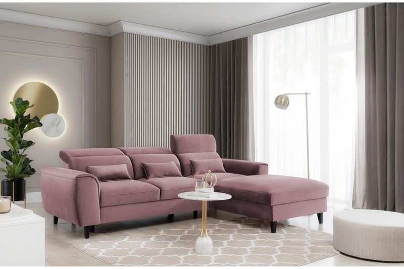 Manni 3-sits Bäddsoffa m. Divan med Förvaring - Rosa - Bäddsoffa - Bäddsoffa divan