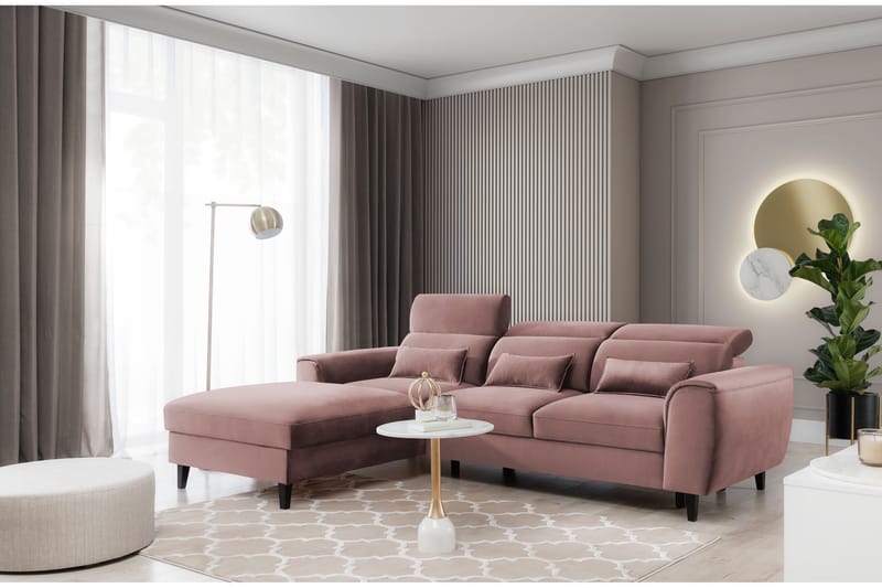 Manni 3-sits Bäddsoffa m. Divan med Förvaring - Rosa - Bäddsoffa - Bäddsoffa divan