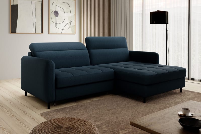 Manoti 3-sits Bäddsoffa m. Divan med Förvaring - Blå - Möbler - Soffa - Bäddsoffa