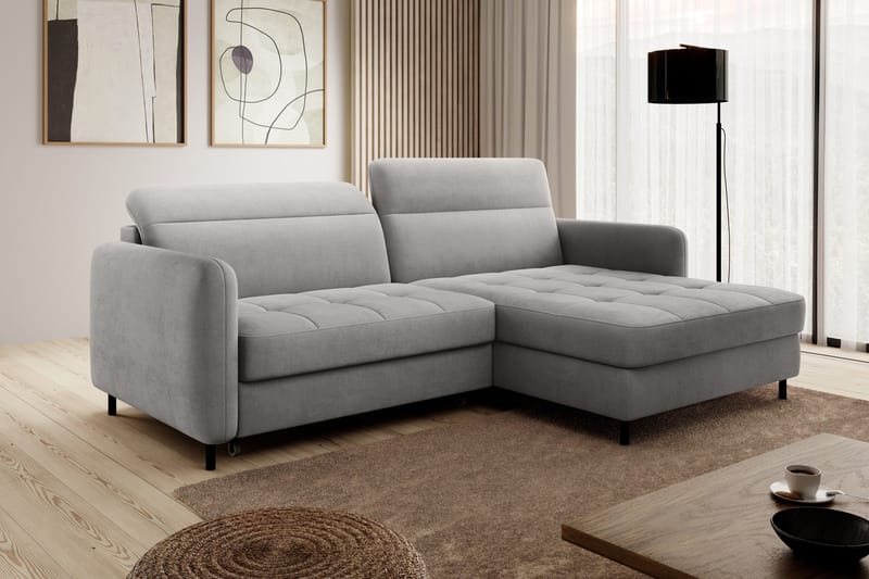 Manoti 3-sits Bäddsoffa m. Divan med Förvaring - Grå - Möbler - Soffa - Bäddsoffa