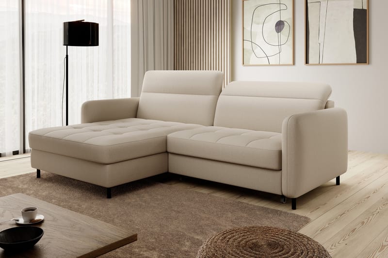 Manoti 3-sits Bäddsoffa m. Divan med Förvaring - Ljusbeige - Möbler - Soffa - Bäddsoffa