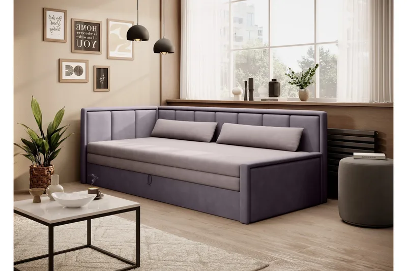 Mansuri 3-sits Bäddsoffa med Förvaring - Lila - Möbler - Soffa - Bäddsoffa