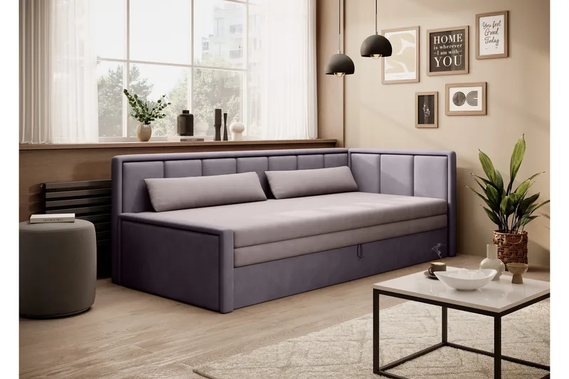 Mansuri 3-sits Bäddsoffa med Förvaring - Lila - Möbler - Soffa - Bäddsoffa