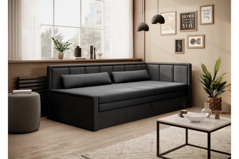 Mansuri 3-sits Bäddsoffa med Förvaring, Mörkgrå