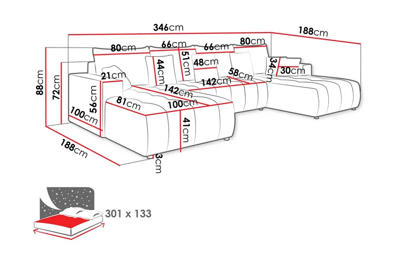 Mardon Bäddsoffa Dubbeldivan 4-sits - Vit - Möbler - Soffa - Bäddsoffa