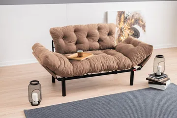 Maryborough 2-sits Rektangulär Fällbar Bäddsoffa 70x187 cm i Tyg - Brun - Möbler - Soffa - Bäddsoffa
