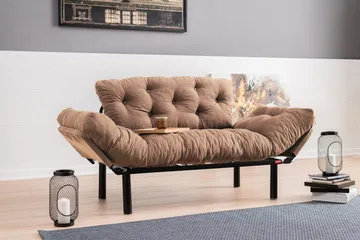 Maryborough 2-sits Rektangulär Fällbar Bäddsoffa 70x187 cm i Tyg - Brun - Möbler - Soffa - Bäddsoffa