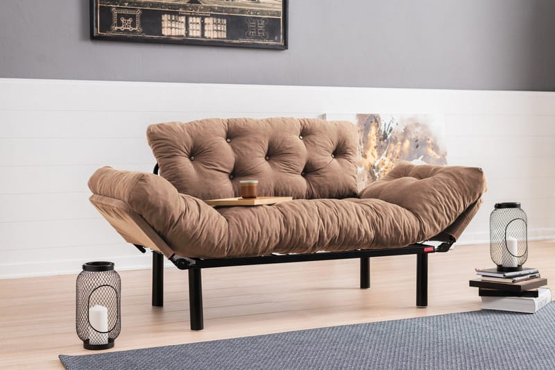 Maryborough 2-sits Rektangulär Fällbar Bäddsoffa 70x187 cm i Tyg - Brun - Möbler - Soffa - Bäddsoffa