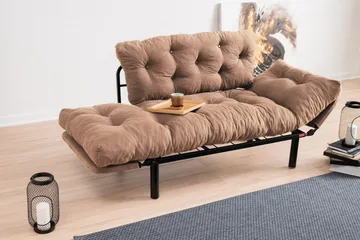 Maryborough 2-sits Rektangulär Fällbar Bäddsoffa 70x187 cm i Tyg - Brun - Möbler - Soffa - Bäddsoffa